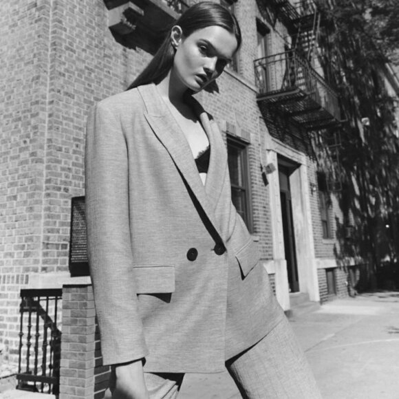 New Zara Double Breasted Textured Weaver Grey Blazer/Jacket Groufit NWT XS - Picture 4 of 15